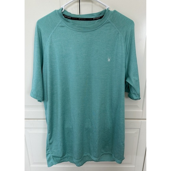 NWT Spyder Men's UPF 30+ Cationic Short Sleeve Raglan Rash Guard, Green Size L - Picture 1 of 6